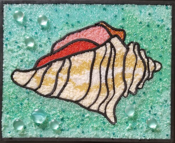 glass mosaic of a sea shell