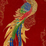 Red Dawn Risen glass bead mosaic phoenix artwork by Julia Bombardier